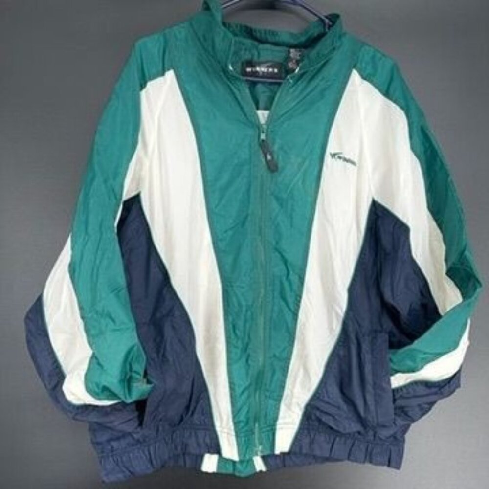 Winners Vintage Windbreaker Jacket sz M Green Blue White 90s Y2K